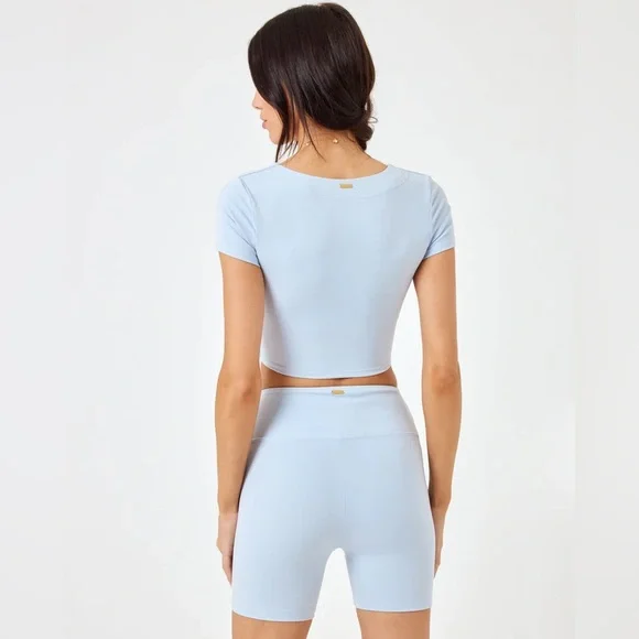 L*Space Blue Ruched Crop Top - Picture 10 of 13